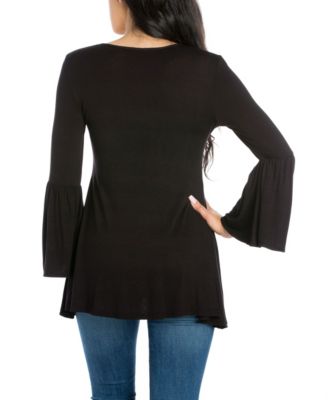 Women's Long Bell Sleeve Flared Tunic Top