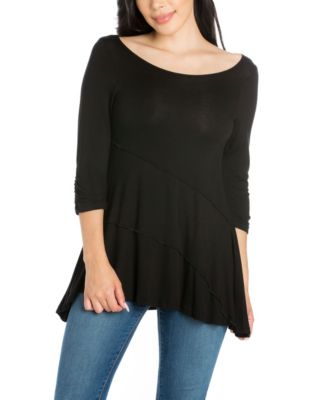 24seven Comfort Apparel Women's Ruched Sleeve Swing Tunic Top - Macy's