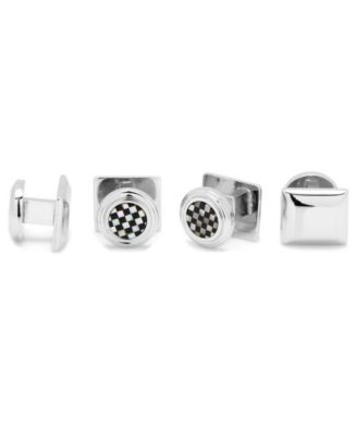 Men's Checker Cufflink and Stud Set