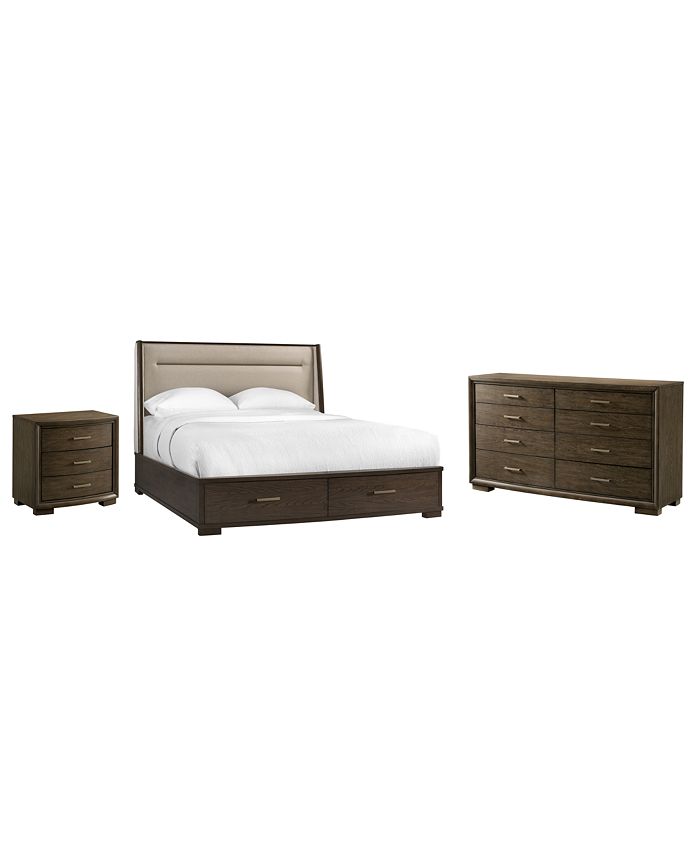 Furniture - Monterey Upholstered Storage Bedroom 3-Pc. Set (Queen Bed, Dresser & Nightstand)