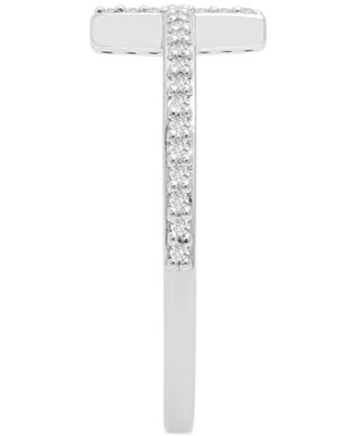 Diamond East-West Cross Ring (1/8 ct. t.w.) in 14k White or Yellow Gold, Created for Macy's
