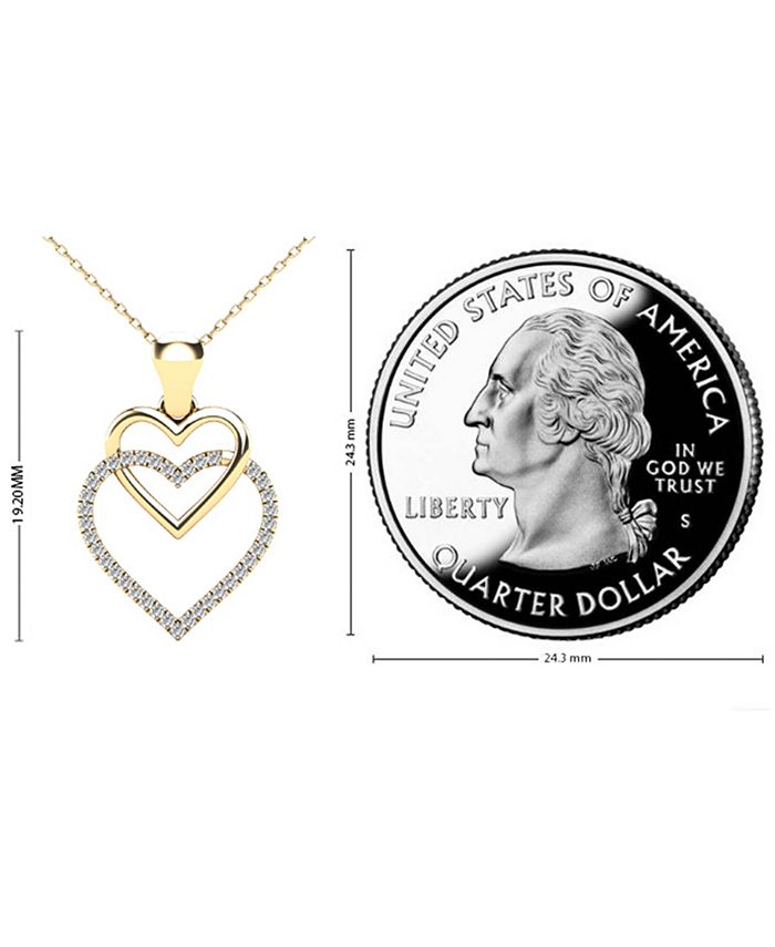 Macy's - Diamond Double Heart 18" Pendant Necklace (1/10 ct. t.w.) in 10k Gold