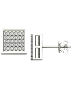 image of Diamond Square Cluster Stud Earrings (1/6 ct. t.w.) in Sterling Silver