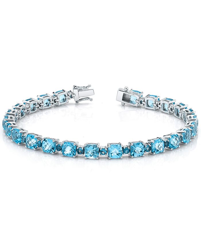 Macy's Blue Topaz Link Bracelet (20-3/4 ct. t.w.) in Sterling Silver ...