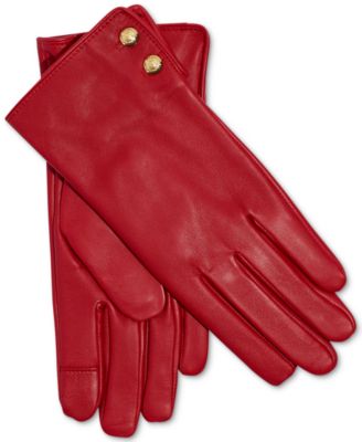 macy's red leather gloves