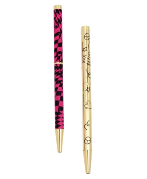 image of Betsey Johnson Pink Checkered Pen Set