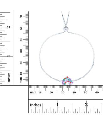 Cubic Zirconia Micro Pave Heart Adjustable Bolo Bracelet in Sterling Silver (Also in 14k Gold Over Silver)