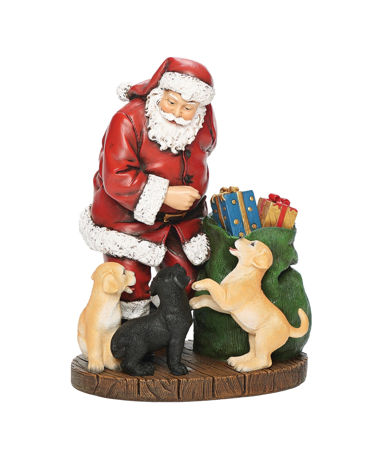 7" H Santa with Puppies Presents - Multi Color