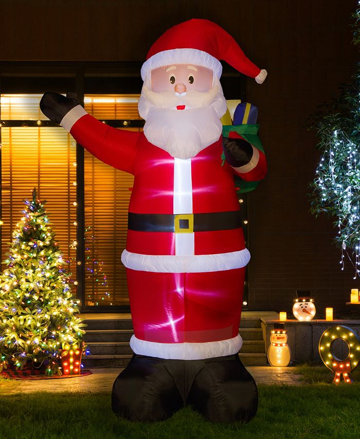 Glitzhome Glitz home 12' Lighted Inflatable Santa Decor - Macy's