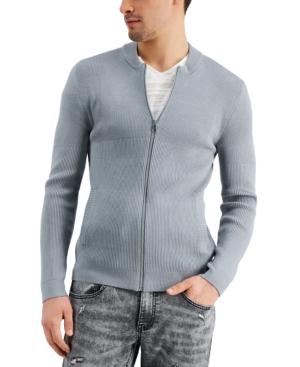Inc Men's Regular-Fit Ribbed-Knit Full-Zip Bomber Cardigan Created for Macy's