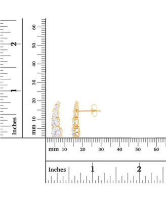 Cubic Zirconia 14K Rose Gold Graduated Curved Ear Climbers (Also in 14k Gold Over Silver or 14k Rose Gold Over Silver)