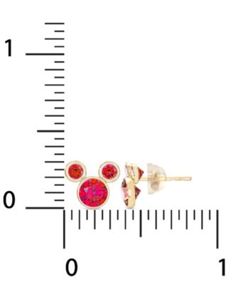 Children's Cubic Zirconia Birthstone Mickey Mouse Stud Earrings in 14k Gold