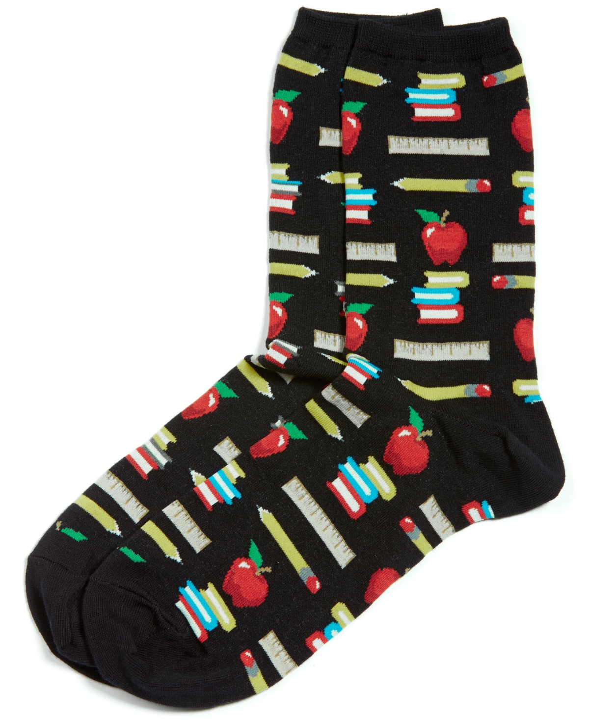 Women's Teacher's Pet Fashion Crew Socks - BLACK