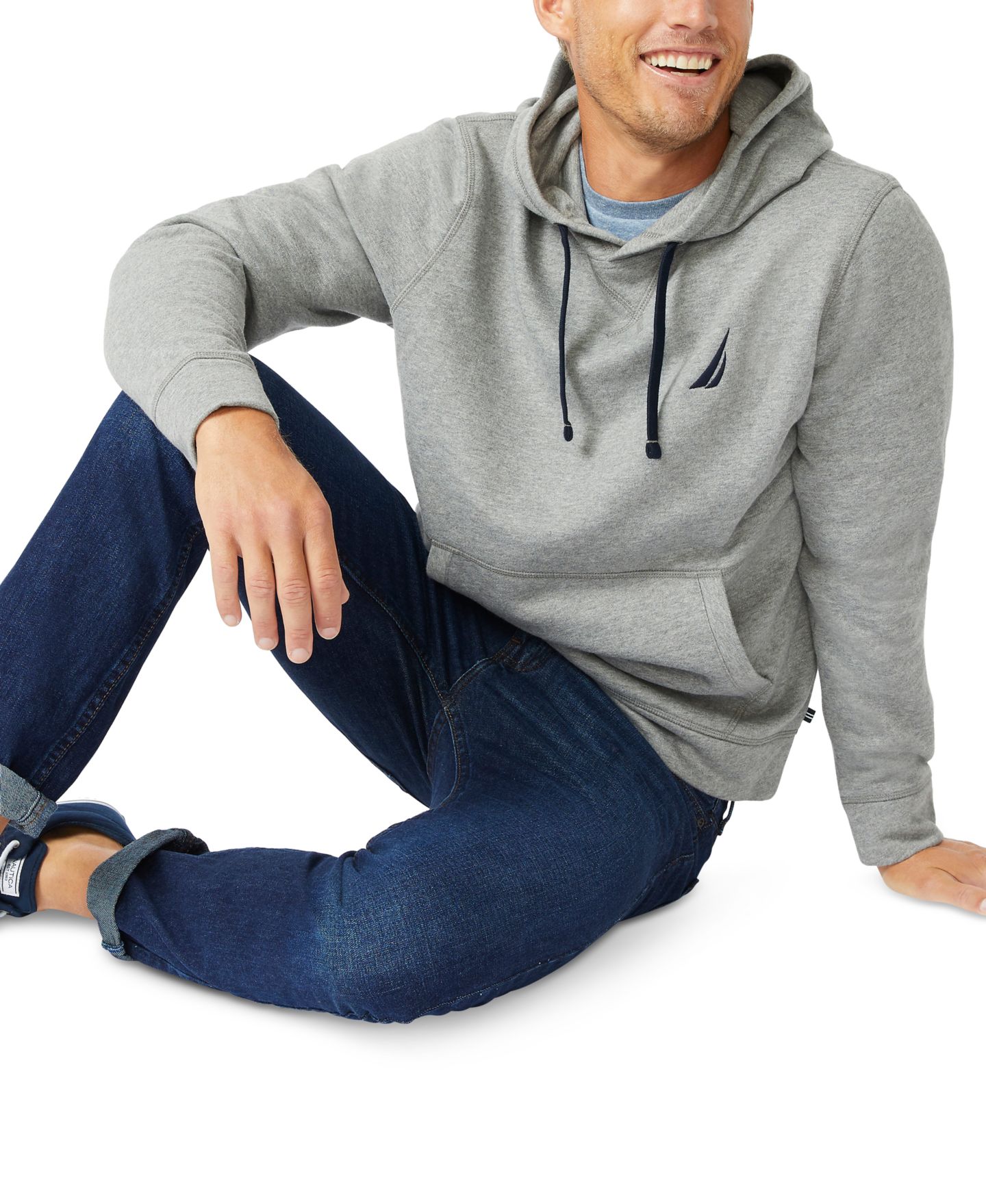 Мужское худи Nautica Logo Fleece, цвет: Каменный серый меланжевый — фото 4