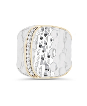 Macy's Cubic Zirconia Two Tone Hammered Overlapped Ring In White