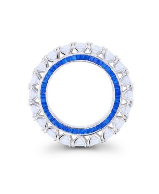 Cubic Zirconia and Blue Spinel Round and Baguette Eternity Ring