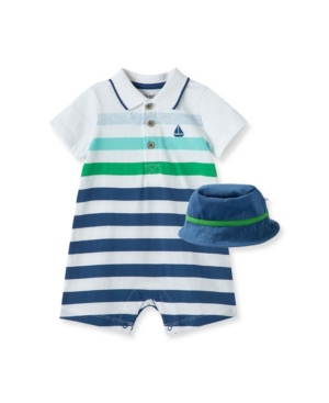 Baby Boys Striped Boat Romper with Hat