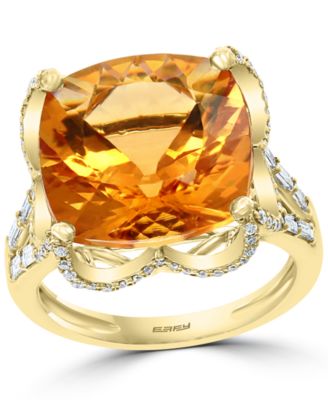 EFFY Collection - Citrine (8-7/8 ct. t.w.) & Diamond (1/2 ct. t.w.) Statement Ring in 14k Gold