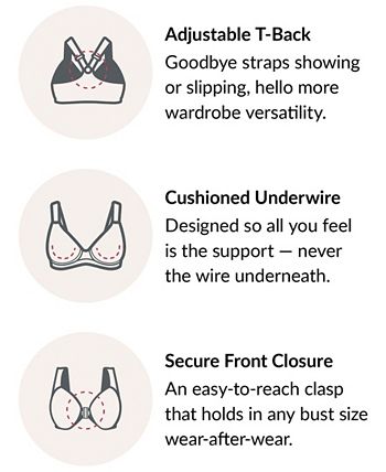Glamorise Women's Plus Size Wonder Wire Front Close T-Back Bra - Macy's