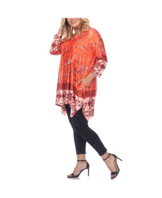 Women's Plus Size Victorian Print Tunic Top with Pockets