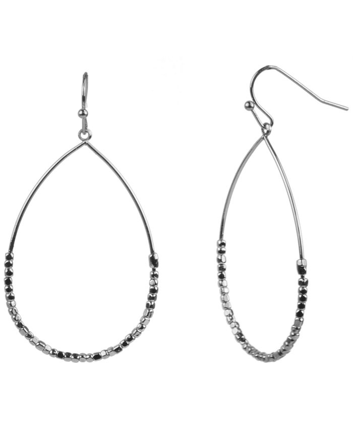 Style & Co Silver-Tone Beaded Teardrop Drop Earrings, Created for Macy ...