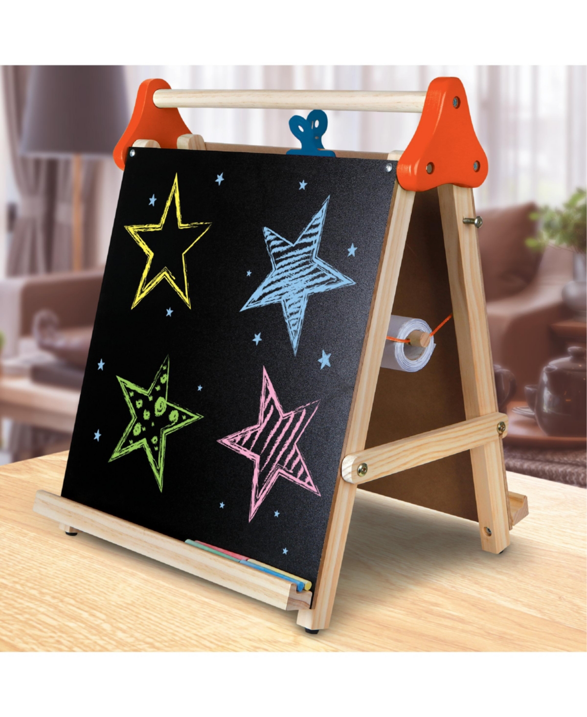 Discovery Stem Tabletop Easel In Tan,orange,blue