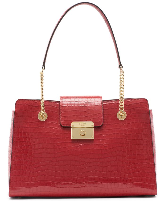 DKNY Lilian Croc Embossed Leather Tote - Macy's