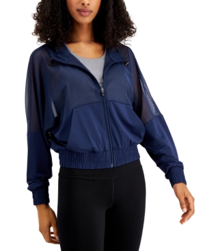 Ideology Hooded Mesh Jacket Created for Macy's