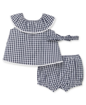 Little Me Baby Girls Gingham Sunsuit Set 3 Piece