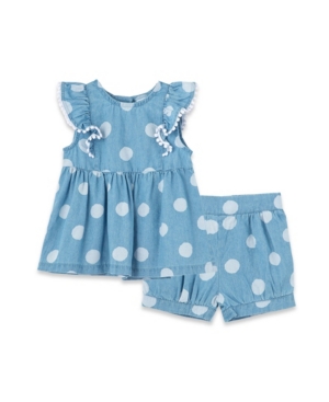 Little Me Baby Girls Polka Dot Woven Top and Shorts Play Set 2 Piece