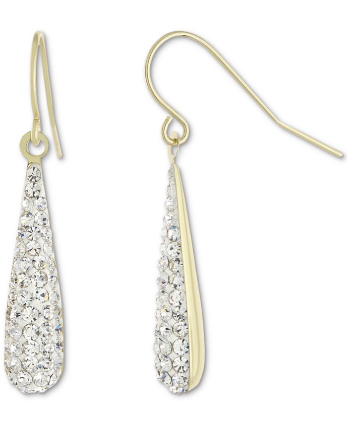 Pav&eacute; Tear-Shape Drop Earrings in 18k Gold-Plated Sterling Silver