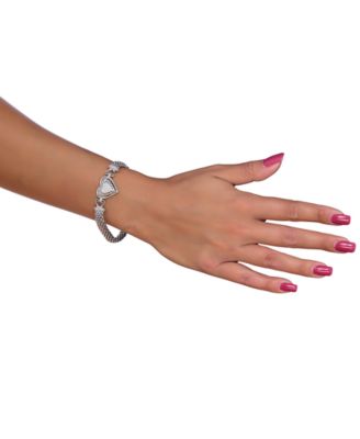 Diamond Mesh Heart Bracelet in Sterling Silver (1/6 ct. t.w.)