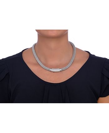 Macy's - Diamond Dew Drop Bar Necklace in Sterling Silver (3/4 ct. t.w.)