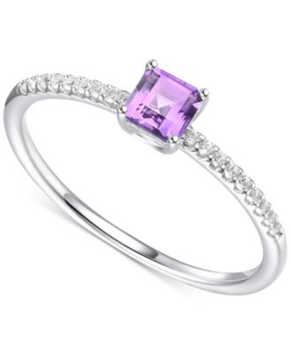 Blue Topaz (3/8 ct. t.w.) & Diamond (1/20 ct. t.w.) Ring in Sterling Silver (Also in Citrine & Amethyst)