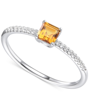 Amethyst (3/8 ct tw) & Certified Diamond (1/20 ct tw) Ring in Sterling Silver (Also in Citrine & Blue Topaz)