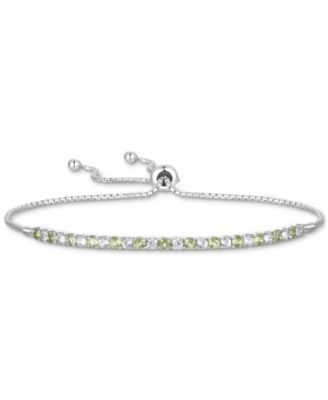 Rhodolite Garnet (1/3 ct. t.w.) & White Topaz (5/8 ct. t.w.) Bolo Bracelet in Sterling Silver (Also in Citrine, Peridot, Amethyst, Lab-Created Opal & Blue Topaz)