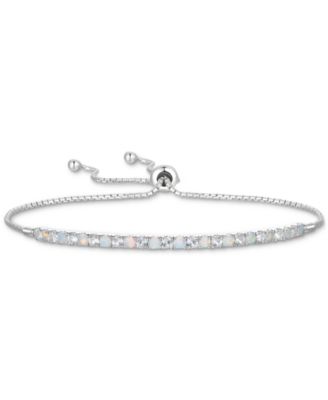 Rhodolite Garnet (1/3 ct. t.w.) & White Topaz (5/8 ct. t.w.) Bolo Bracelet in Sterling Silver (Also in Citrine, Peridot, Amethyst, Lab-Created Opal & Blue Topaz)
