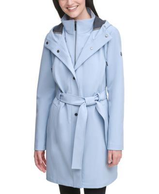 calvin klein belted hooded raincoat