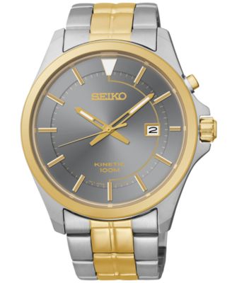 Seiko - Men's Kinetic Two-Tone Stainless Steel Bracelet Watch 42mm SKA582