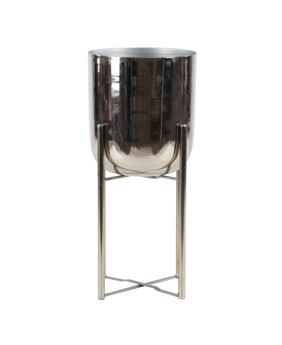 Rosemary Lane Bucket Planter With Stand, Set Of 2 In Gold-tone