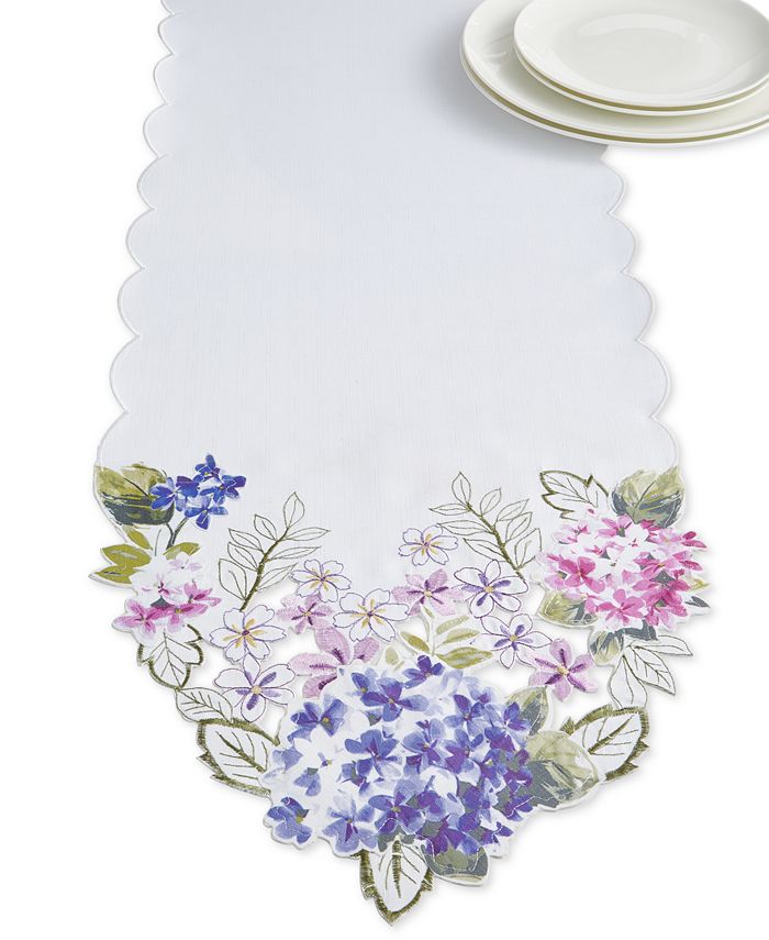 Elrene Spring Hydrangea Cutwork Fabric Runner 14" x 72" Macy's