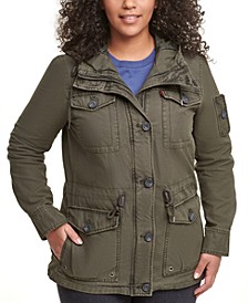 Trendy Plus Size  Cotton Hood Utility Jacket