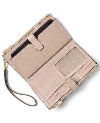 Adele Double-Zip Pebble Leather Phone Wristlet