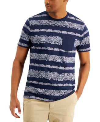 Sun + Stone - Men's Paisley Bandana Stripe Pocket T-Shirt
