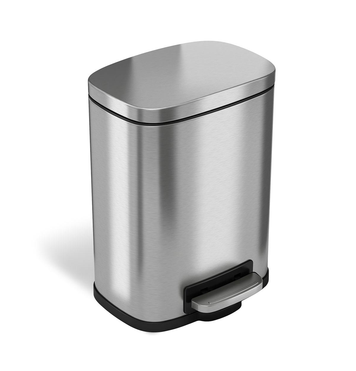 5 L / 1.32 Gal Premium Stainless Steel Step Trash Can - Silver