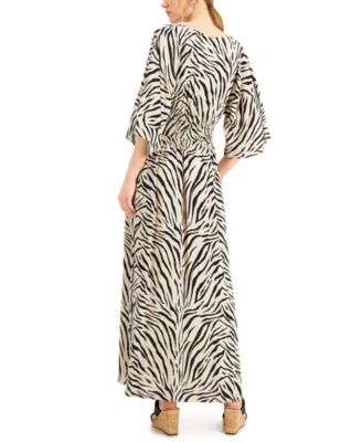 INC International Concepts Smocked Zebra-Print Dress, Created for Macy's
