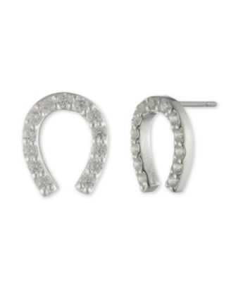 Ralph Lauren - Cubic Zirconia Horseshoe Stud Earrings in Sterling Silver
