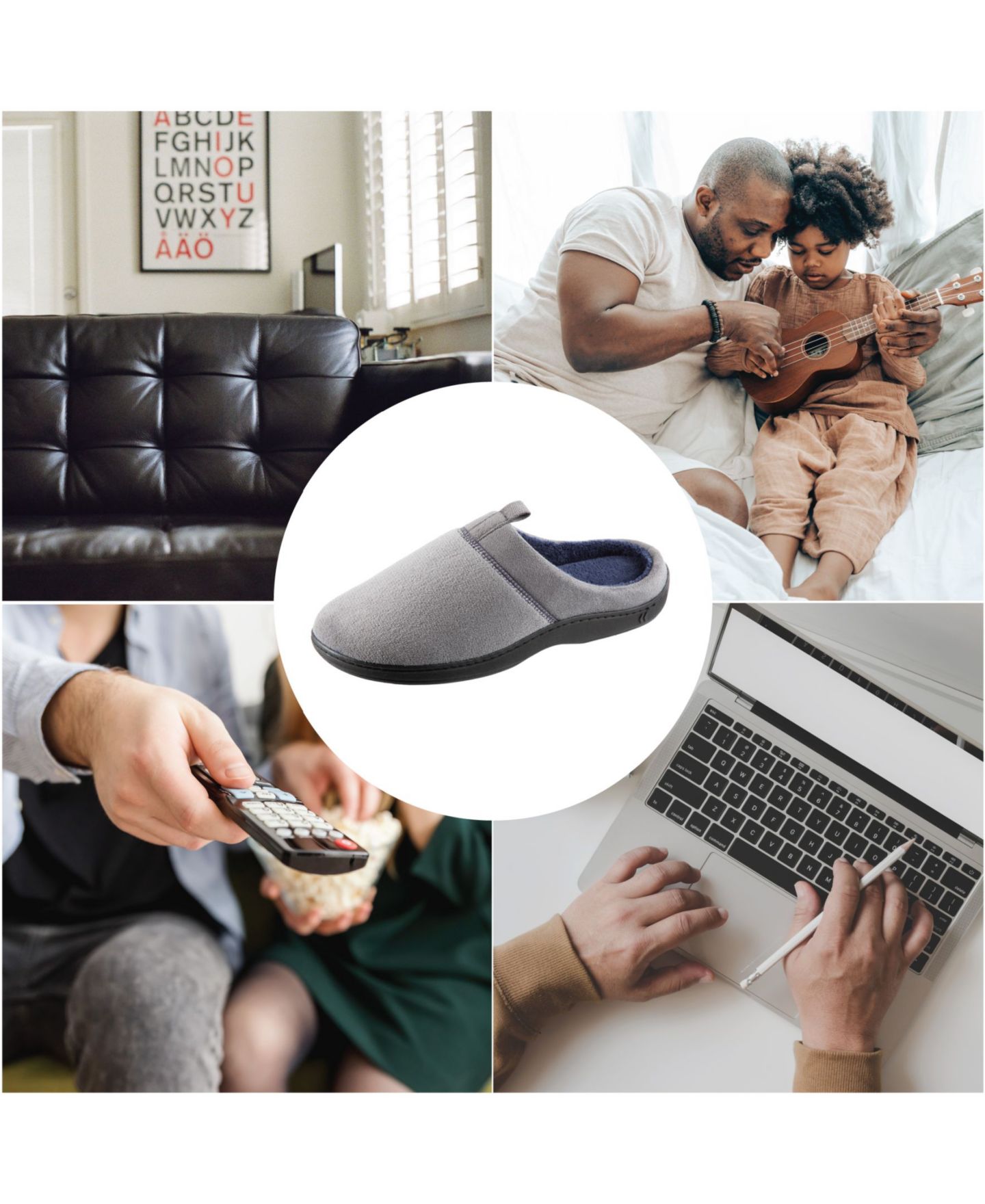 Мужские тапочки Totes Isotoner Signature Microterry Jared Hoodback Slippers with Memory Foam, цвет: Чёрный — фото 4
