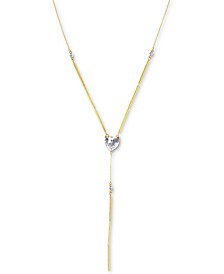 Gold-Tone Crystal Heart Lariat Necklace, 18" + 3" extender