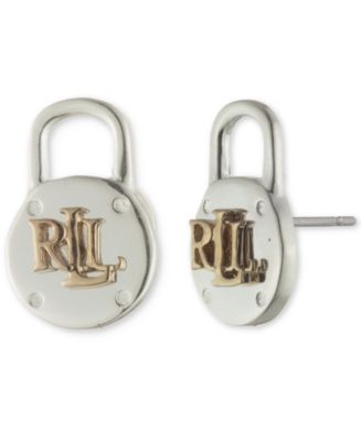 Lauren Ralph Lauren 2-Pc. Set Heart Lock & Key Stud Earrings in Sterling  Silver - Macy's